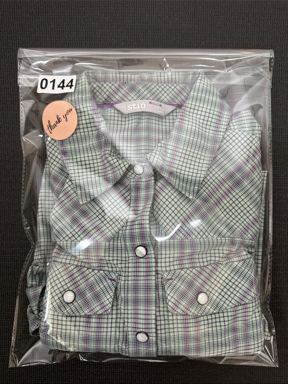 Stio Plaid Snap Button-Down Shirt in Light Green and Purple Women's XS - Picture 11 of 12